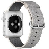 Curea iUni compatibila cu Apple Watch 1/2/3/4/5/6/7, 38mm, Nylon, Woven Strap, White/Gray